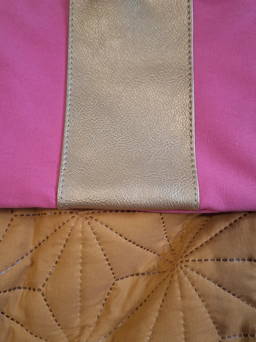 Pink Canvas Wristlet Clutch with Gold Panel
